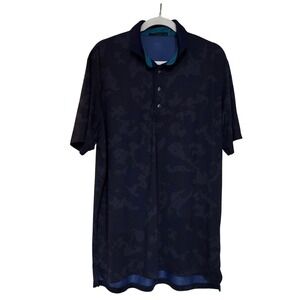 Greyson Mens Camo Golf Polo Shirt Navy Blue Large Short Sleeve Performance Logo